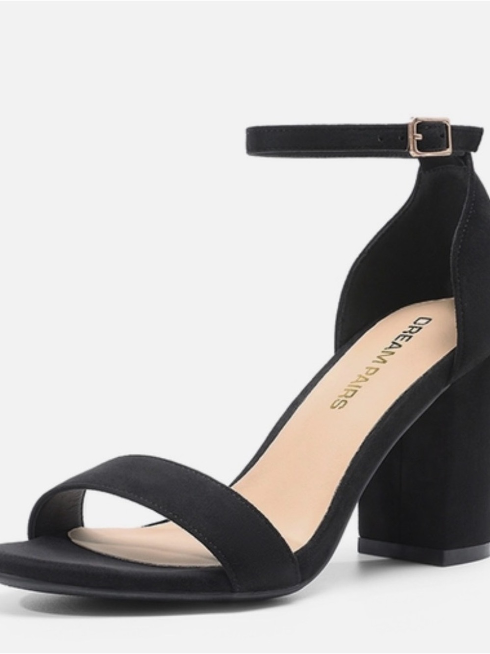 Dream Pairs Black Suede Ankle-Strap Block Sandals